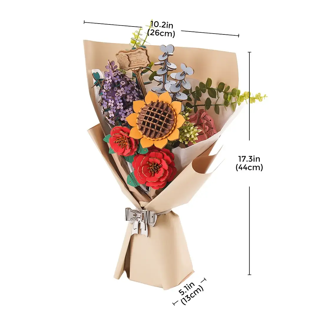 Buchet de Flori - Puzzle 3D din Lemn - 581 Piese - Cadouri Pentru Iubita 1
