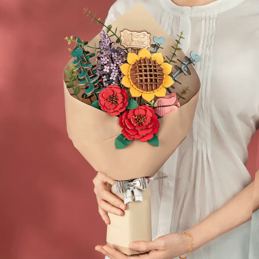 Buchet de Flori - Puzzle 3D din Lemn - 581 Piese - Idei Cadouri Femei 11
