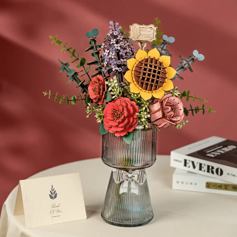 Buchet de Flori - Puzzle 3D din Lemn - 581 Piese - Idei Cadouri Iubita 12