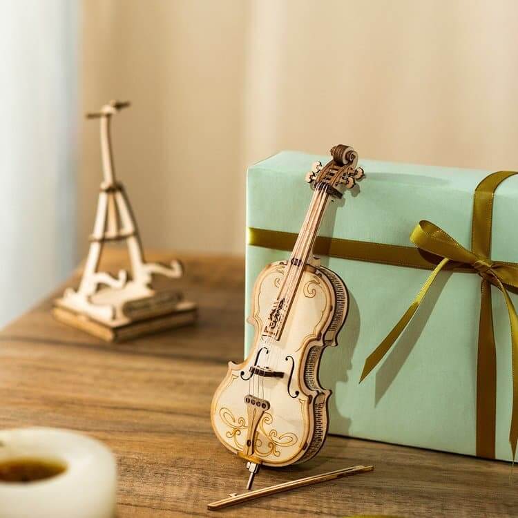 Violoncel Clasic - Puzzle 3D din Lemn - 58 Piese - Cadouri Clasice si Elegante