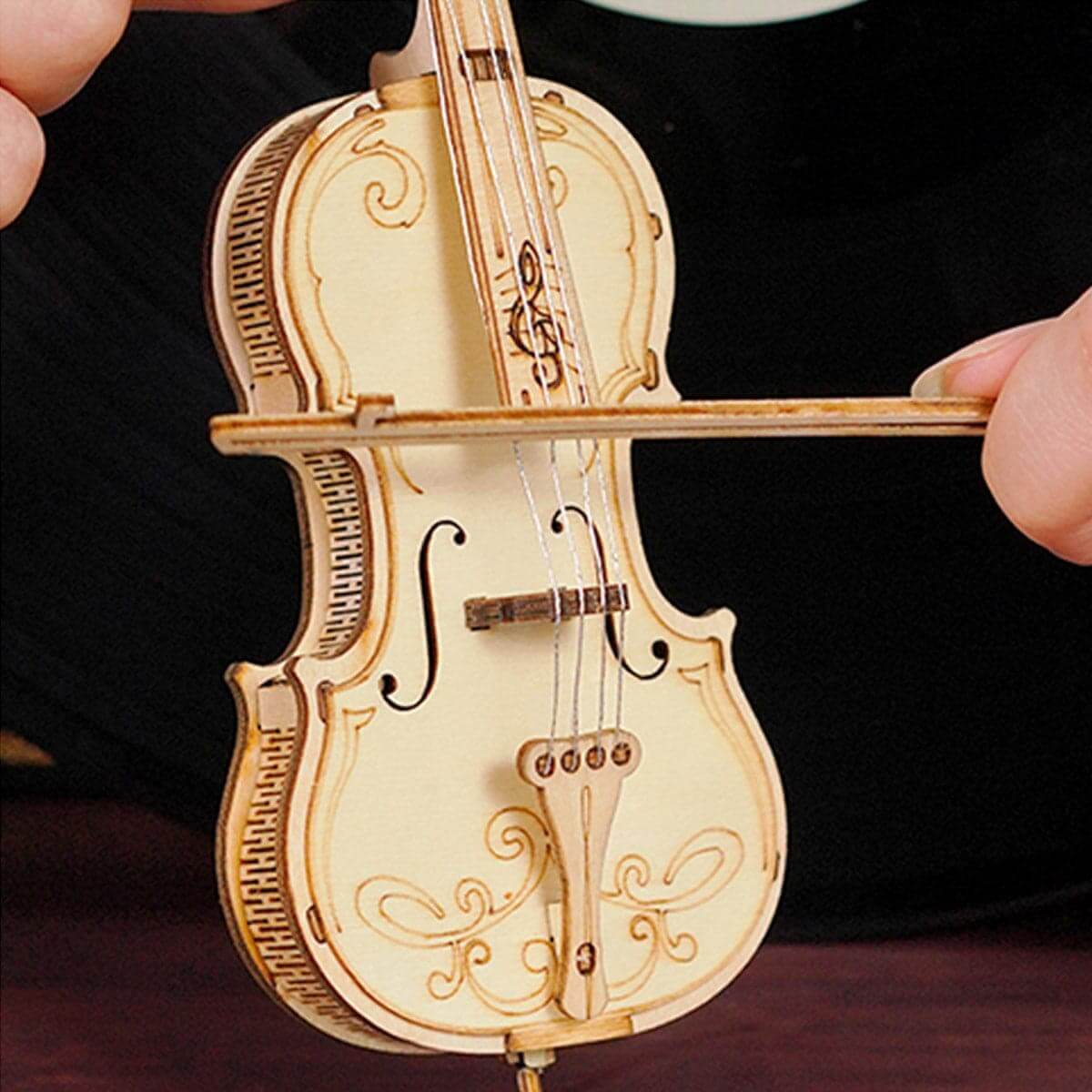 Violoncel Clasic - Puzzle 3D din Lemn - 58 Piese - Cadouri Copii