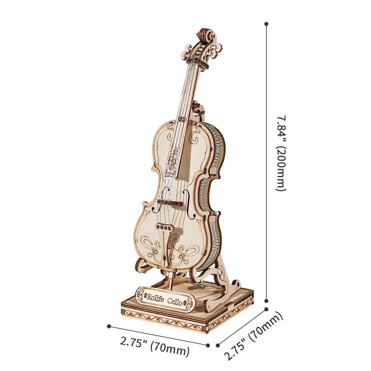 Violoncel Clasic - Puzzle 3D din Lemn - 58 Piese - Cadouri Pentru Muzicieni