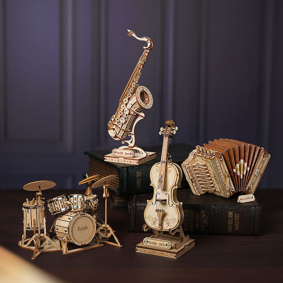 Violoncel Clasic - Puzzle 3D din Lemn - 58 Piese - Cadouri Pentru Pasionati