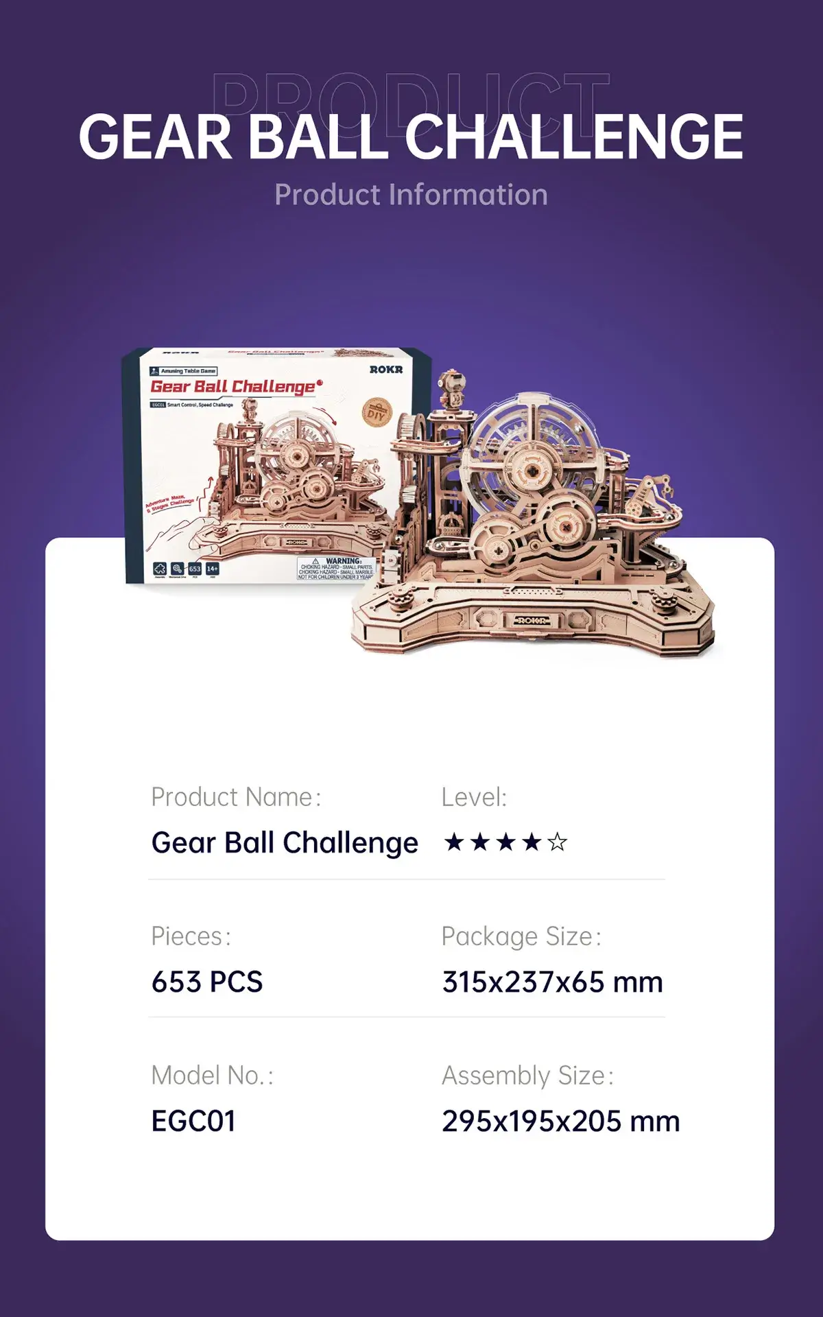 Marble Run Gear Ball Challenge - Puzzle 3D Mecanic din Lemn - 653 Piese 22