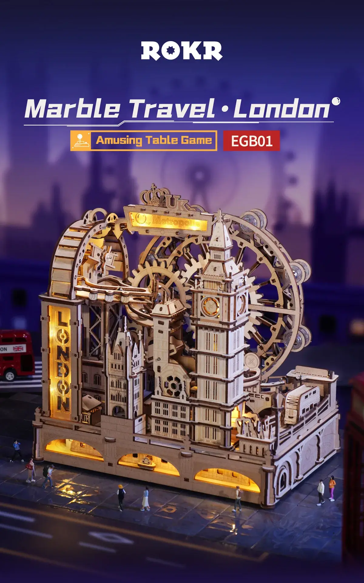 Marble Run Travel - London - Puzzle 3D Mecanic din Lemn - 431 Piese 10