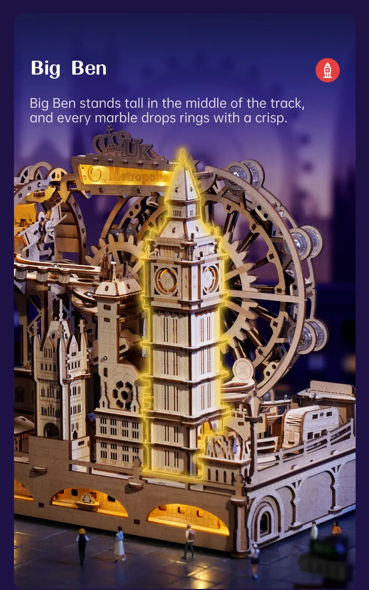Marble Run Travel - London - Puzzle 3D Mecanic din Lemn - 431 Piese 14