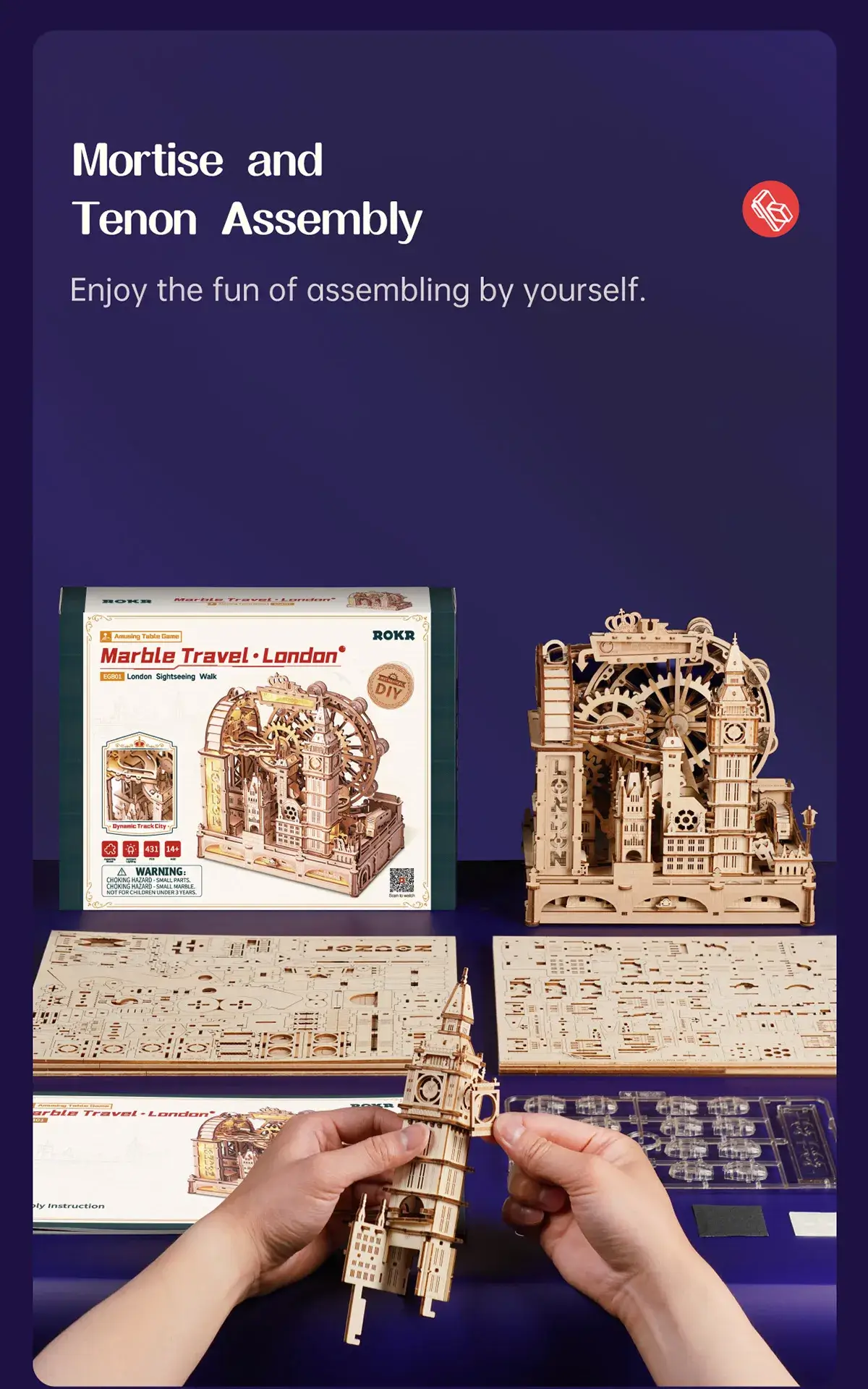 Marble Run Travel - London - Puzzle 3D Mecanic din Lemn - 431 Piese 18